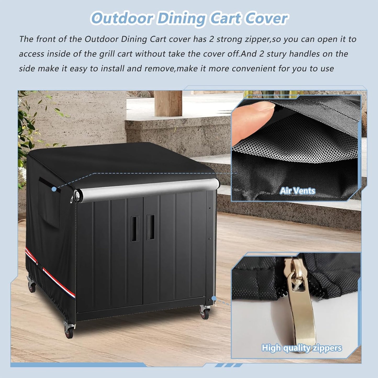 600D 3-Shelf Cart,Black,35.4" 26" 35" Tacoma Grill Table Covers,Outdoor Dining Cart Cover for Feasto Dining Cart,Heavy