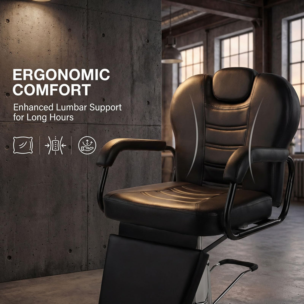 Artist hand Barber Chair, Reclining Salon Chairs for Hair Stylist, Heavy Duty Hydraulic Chair with Headrest and Footrest, 360 Degree Swivel with Lock, Spa Beauty Equipment, Black