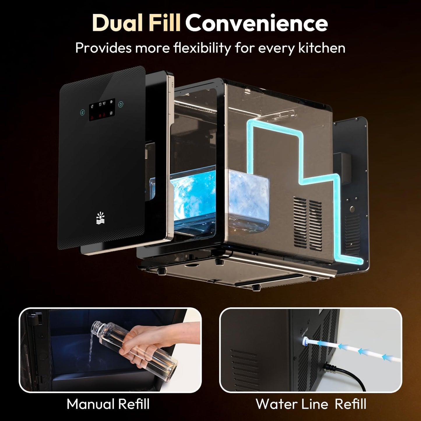 Oylus 2'' Clear Ice Ball Maker – 4 Ice Spheres in 35min, 144 pcs/Day, Auto&Manual Fill, Fast Round Ice Machine with LCD Touch Panel, Self-Cleaning, Home & Bar Maker for Whiskey Gift Mother's Day
