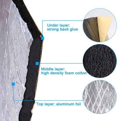 uxcell 394mil 10mm 21.5sqft Sound Deadening Mat Aluminum Foil Foam Car Fender Engine Heat Sound Deadener Insulation Mat 79" x 40" for Cars
