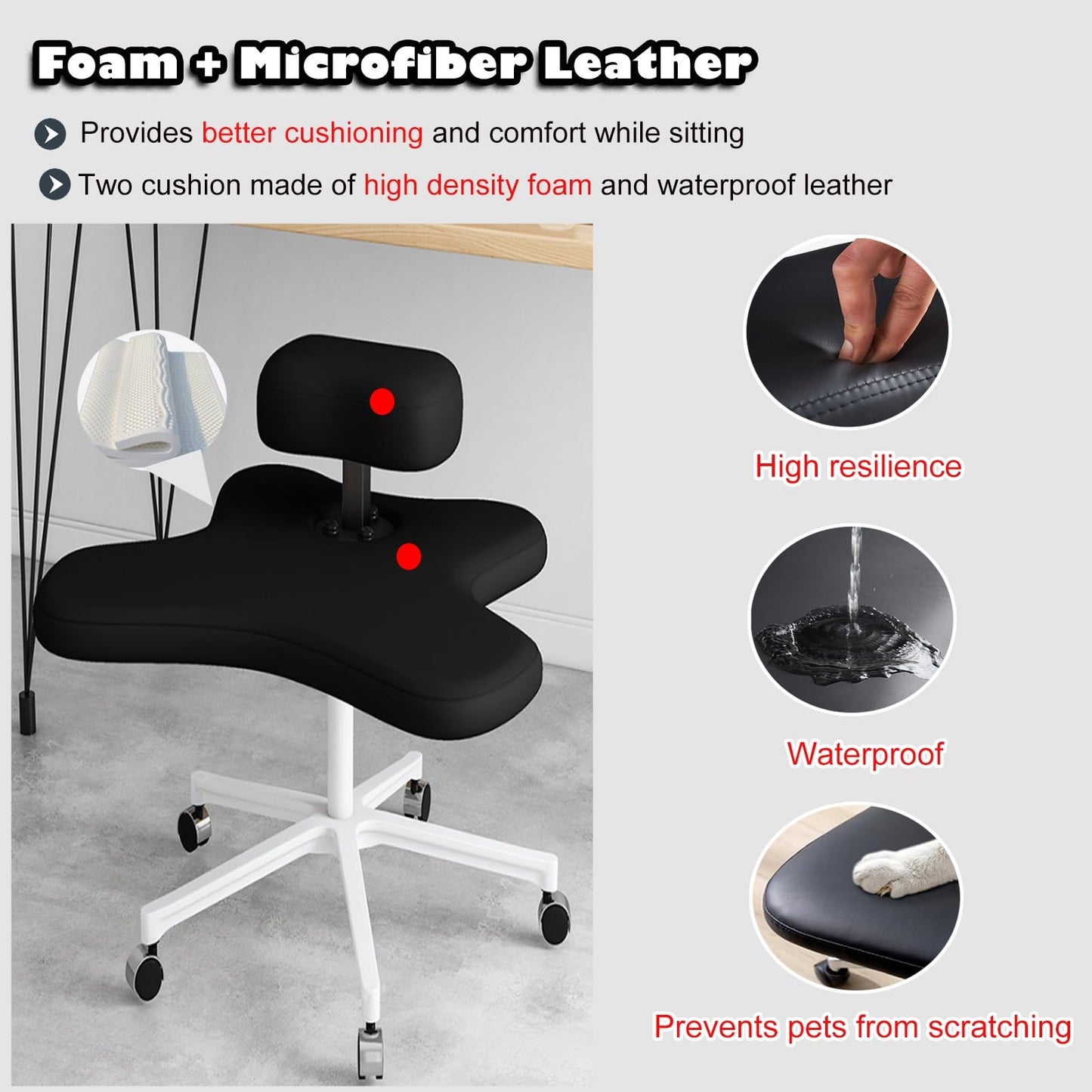 Office Chair Cross Legged Chair，Sitting Kneeling Squatting Chair, Ergonomic Office Chair Kneeling with Upgraded Gas Spring Rod & Castors for Yoga Enthusiasts Meditation Fanatics，Adjustable S