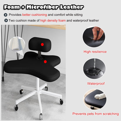 Office Chair Cross Legged Chair，Sitting Kneeling Squatting Chair, Ergonomic Office Chair Kneeling with Upgraded Gas Spring Rod & Castors for Yoga Enthusiasts Meditation Fanatics，Adjustable S