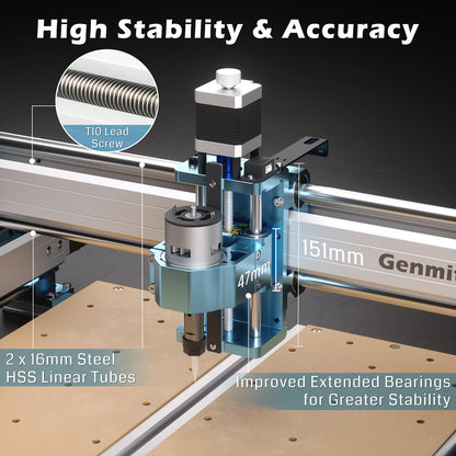 Genmitsu CNC Router Machine 4040-PRO + Y-axis Extension to 4060 Kit + 2pcs Threaded Inserts 2060 MDF Spoilboard