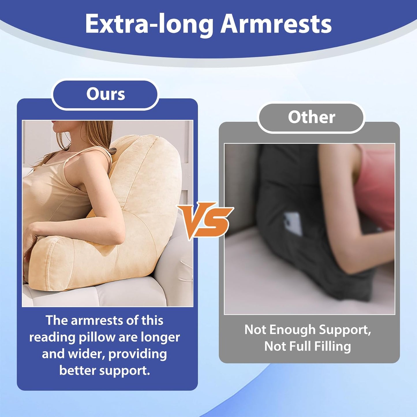20in, IASEAHK Reading Pillows for Sitting in Bed Adult, Back Pillow for Bed Sitting Up, Backrest Pillows with Shredded