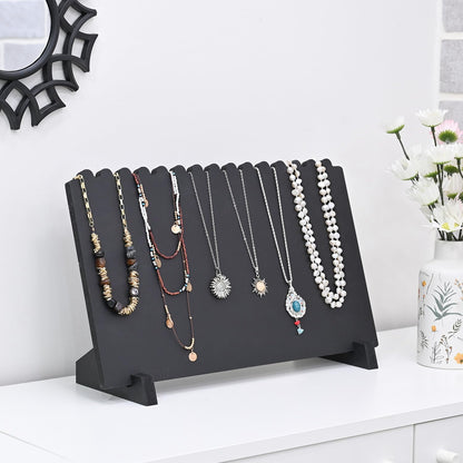 MOOCA Portable Wooden Plank Necklace Jewelry Stand for 15 Necklaces, Wood Plank Storage Holder, Jewelry Display Stand, Black Color