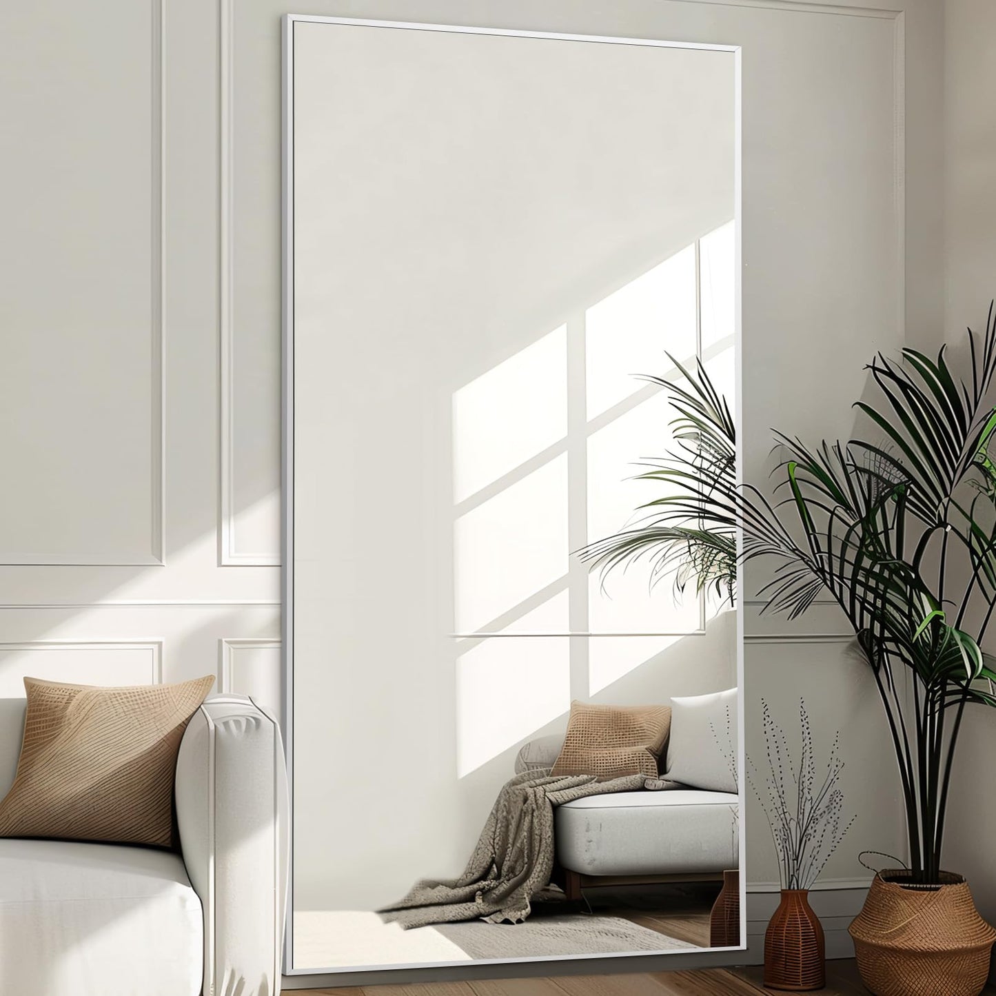 MELOMOIR 81"x41" Oversized Floor Mirror, Free Standing Leaning or Hanging, Suitable for Bedroom Living Room Home Gym Cloakroom, Thin Aluminum Frame, Tempered Glass, Silver