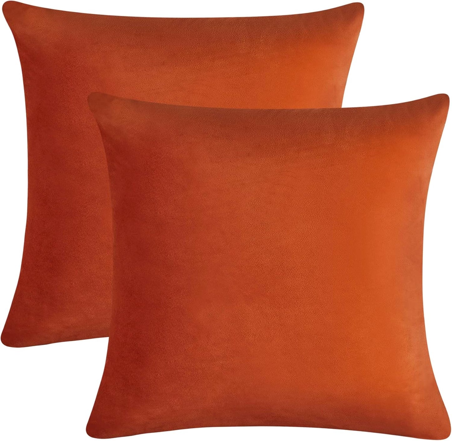 FEVERQIYI 20x20 Velvet Pillow Covers Set of 2 – Burnt Orange Decorative Square Throw Pillowcase Soft Solid Cushion