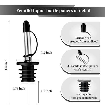 48 Pack Liquor Pour Spouts - Dishwasher Safe Hygienic Alcohol Speed Spouts, Suitable for 3/4" Bottle Mouth, Olive Oil, Juice, Syrup