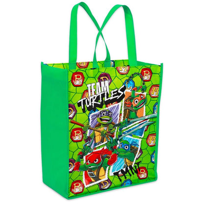 Teenage Mutant Ninja Turtles Tote Bag Bundle - TMNT Accessories Bundle with 3 Grocery Bags Featuring Donatello, Leonardo, Michelangelo, Raphael Plus Stickers | TMNT Reusable Bags