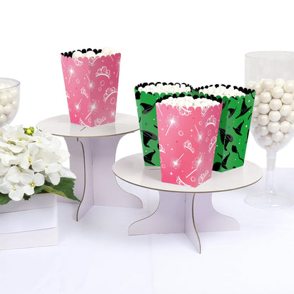 Big Dot of Happiness Witch Popcorn Boxes, Good Pink and Green Birthday or Witch Halloween Party Favor Treat Boxes - Set of 12