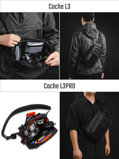 TACTICAL_GEEK L3 Pro EDC Crossbody Bag, Chest Bag with Adjustable Strap,Daily Carry Sling Pack, Large Capacity Daypack Organizer for Camera, Drones（X-PAC Black）