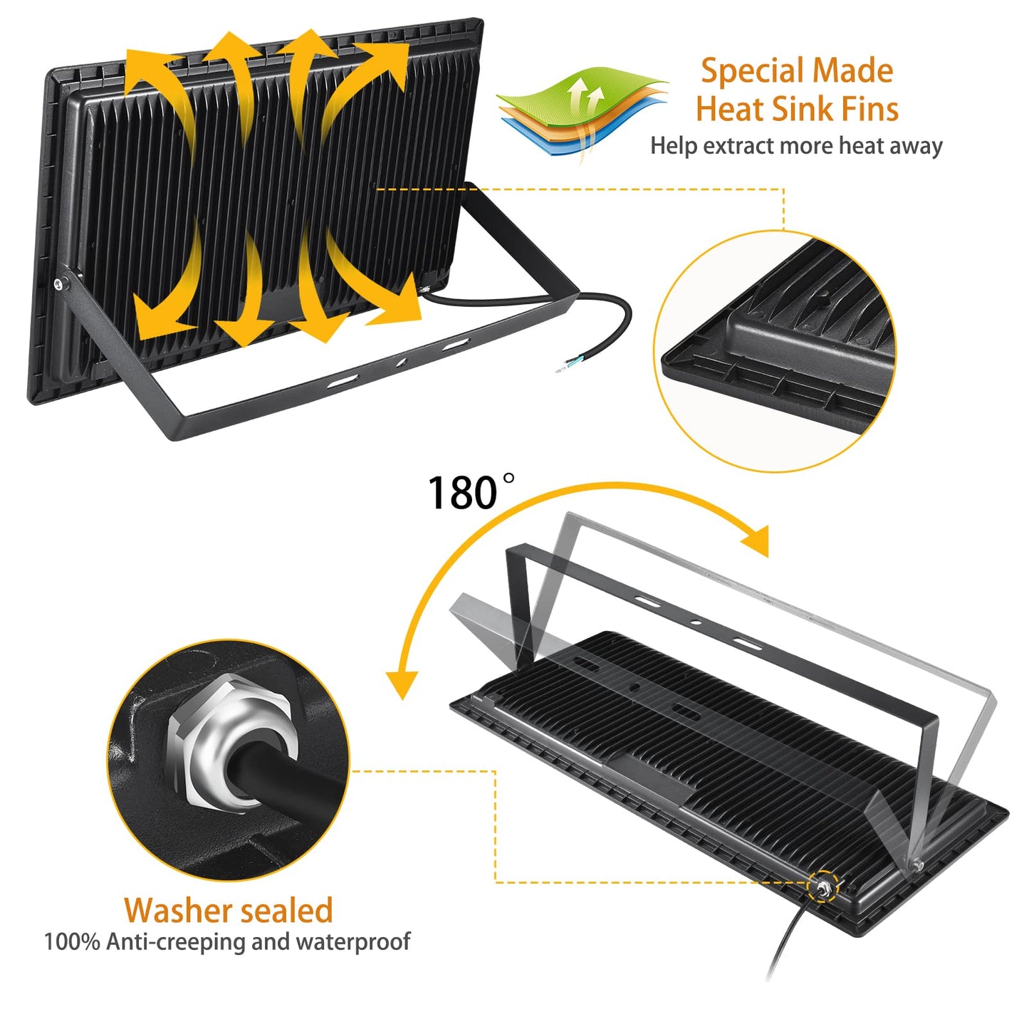 XYCN 800W 2pack LED Flood Lights,3700 watt Equivalent 89500LM Super Bright Outdoor LED Arena Lights 100-277V IP65 Waterproof 5000K Daylight Commercial Lighting for Stadium,Backyard, Parking lot etc