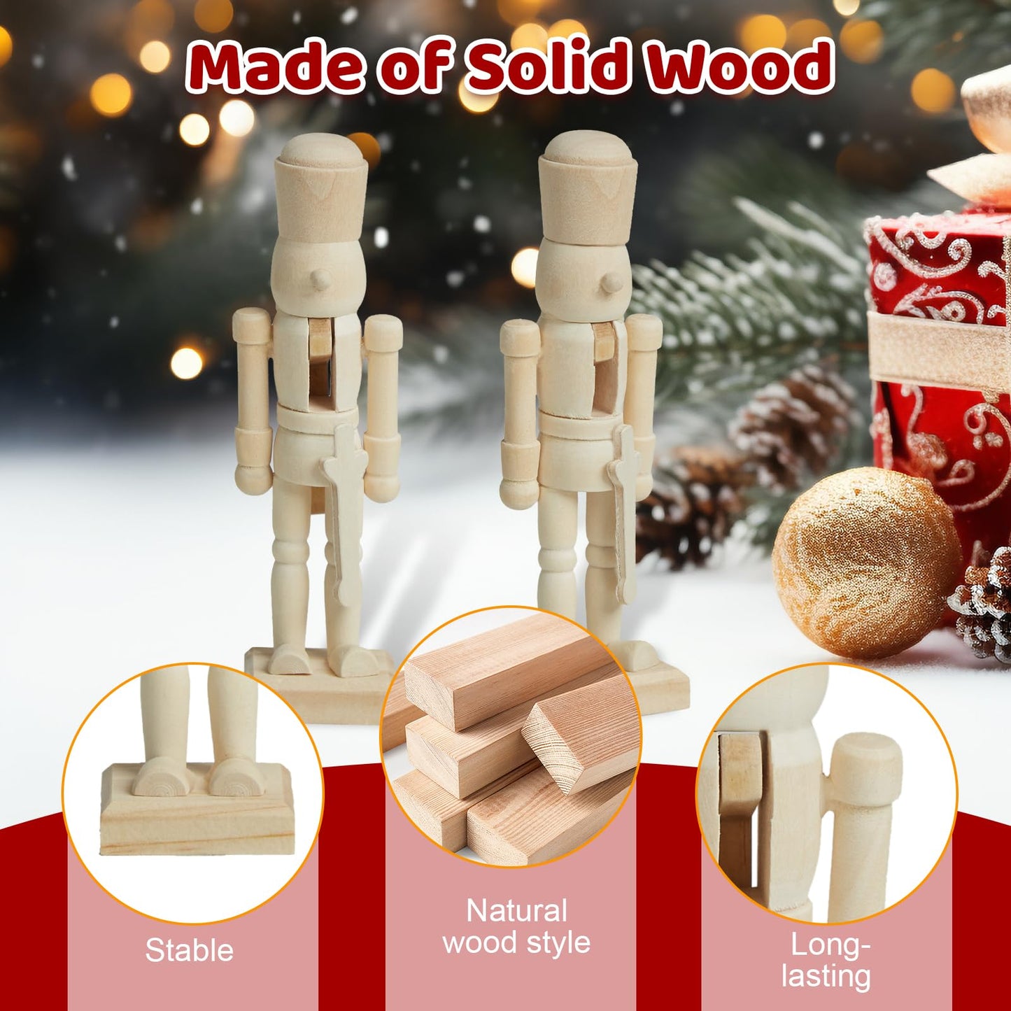 CUKBLESS 72 PCS Christmas Wooden Nutcracker to Paint Kit,24-Pack of 5 Inch Unpainted Nutcracker Figures with Beards,Hair,Brushes & Paint for DIY Craft Ornaments