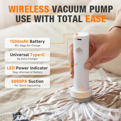Skiennix Space Saver Vacuum Storage Bags - Portable Electric Pump Included | 15 Combo Set for Clothing & Blankets