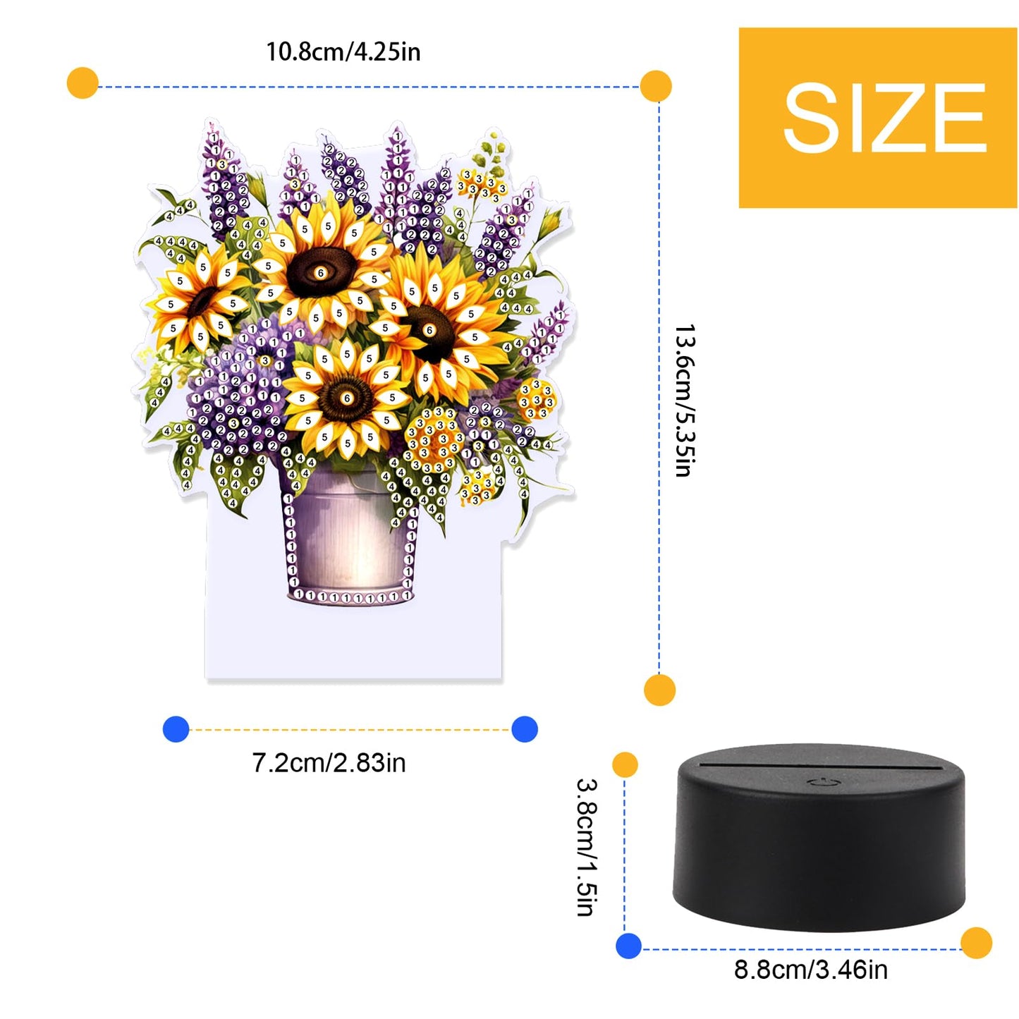TDFERAN Diamond Painting Led Lights Kit DIY Bouquet Draw Diamonds Art Adults Lamp Diamant Manual Lamp Room Led Lights Bedroom Plant Diamond Art Decorations Desktop Bedside Luminous Decorate