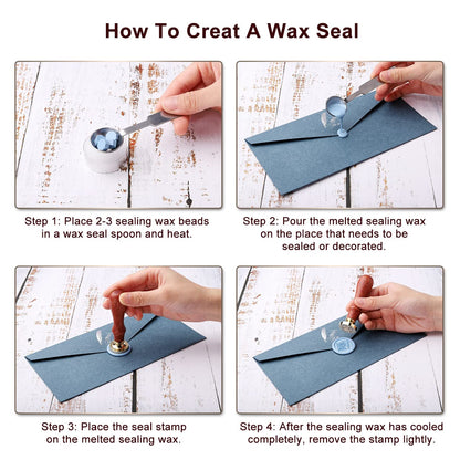 Yoption Wax Seal Stamp Gift Box Set, 6 Pieces Wiccan Copper Sealing Wax Stamp Heads + 1 Wooden Hilt for Invitations Letter Cards Envelopes Witchcraft