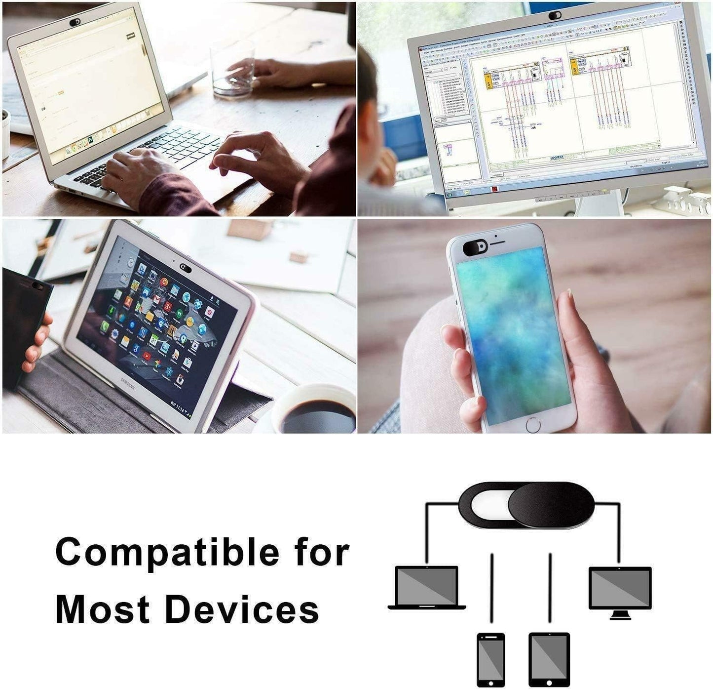 9 Pack(3 Large + 3 Medium + 3 Small) 0.03 inch Ultra Thin Webcam Cover Slide Camera Blocker Protect Your Privacy Security for MacBook Air, Laptop, iPad, iMac, PC, iPhone