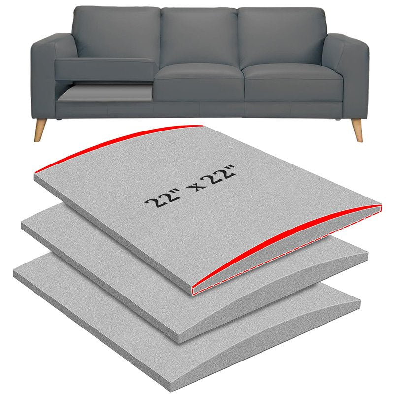 MLMTFI 22" x 22" Couch Cushion Support for Sagging Seat, 3 PCS Large Size Insert Sofa Cushion Support for Better Lift, 45D High-Density Foam Couch Replacement for Furniture Seat Sagging Repair, Grey
