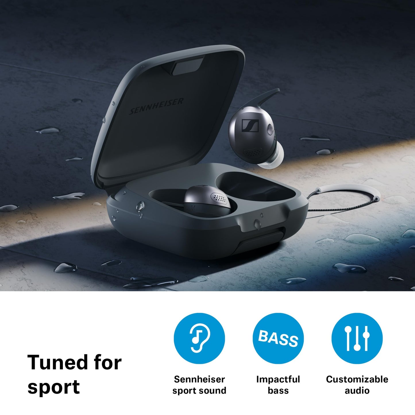 Sennheiser Momentum Sport - Earbuds with Sport Sound Tuning and Adaptive ANC, Secure Fit, 24-Hour Battery Life, Fitness Tracker for Body, Graphite