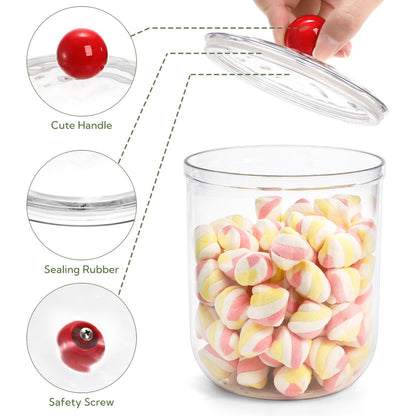 Nagpew 3 Pack Clear Candy Jar, Airtight Plastic Cookie Jars with Lids in 3 Sizes, Wide Mouth Food Storage Apothecary Container for Office Desk, Kitchen, Counter, 70 Oz, 45 Oz, 27 Oz