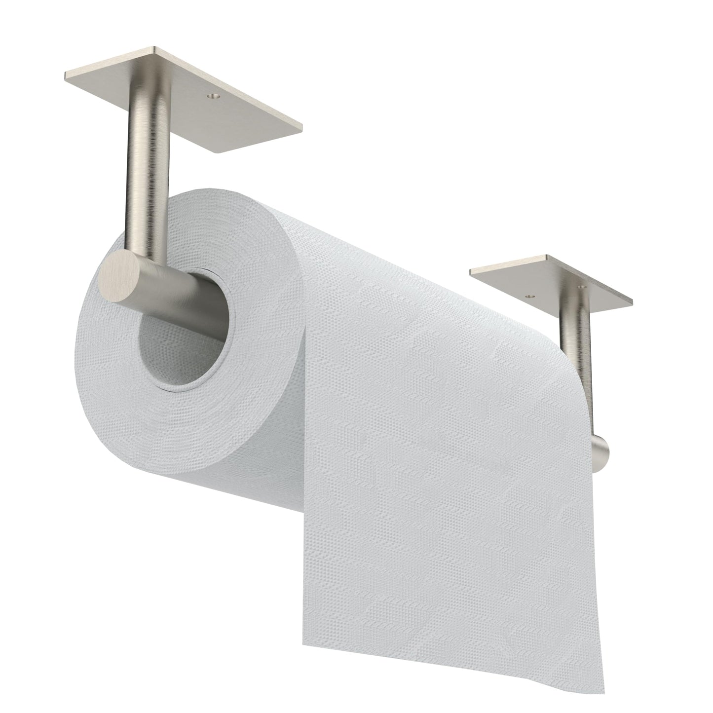 WZKALY Paper Towel Holder Under Cabinet, Self Adhesive or Wall Mounted SUS304 Stainless Steel Paper Towel Holder for Kitchen, Bathroom, Farmhouse, Barbecue and Laundry (Silver)