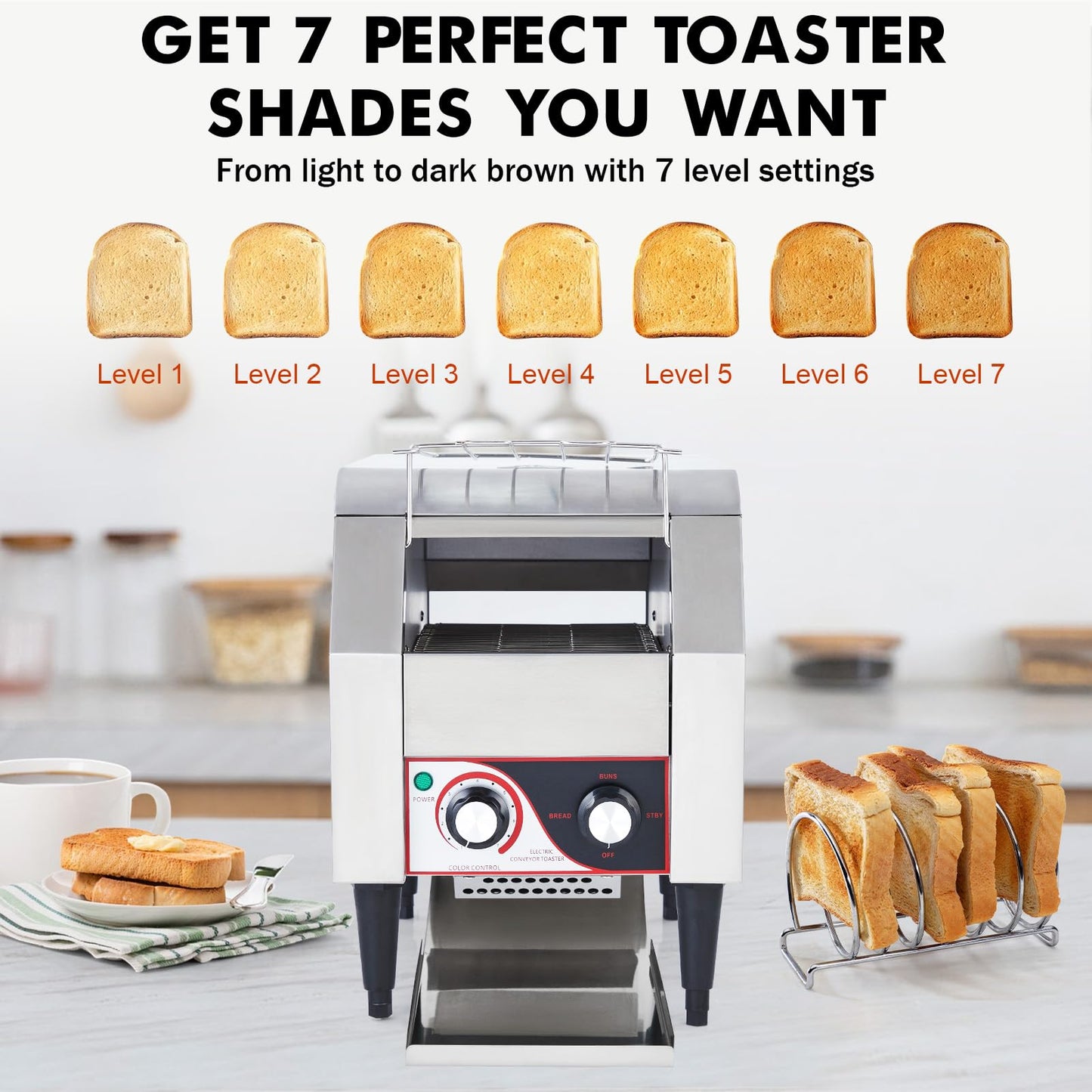 GAOMON Commercial Toaster Conveyor 150 Slices/H, Heavy Duty Industrial Conveyor Toaster, Stainless Steel Electric Oven with Dual Heating Tube 7-speed Adjustments for Bagel Croissant Restaurant Bakery