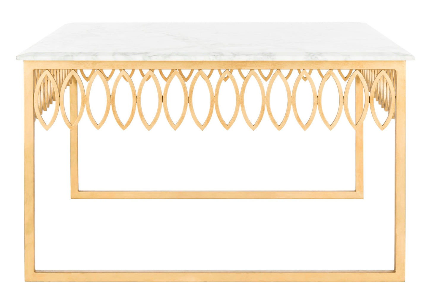 Safavieh American Homes Collection Natalia Gold Leaf and White Marble Couture Cocktail Table