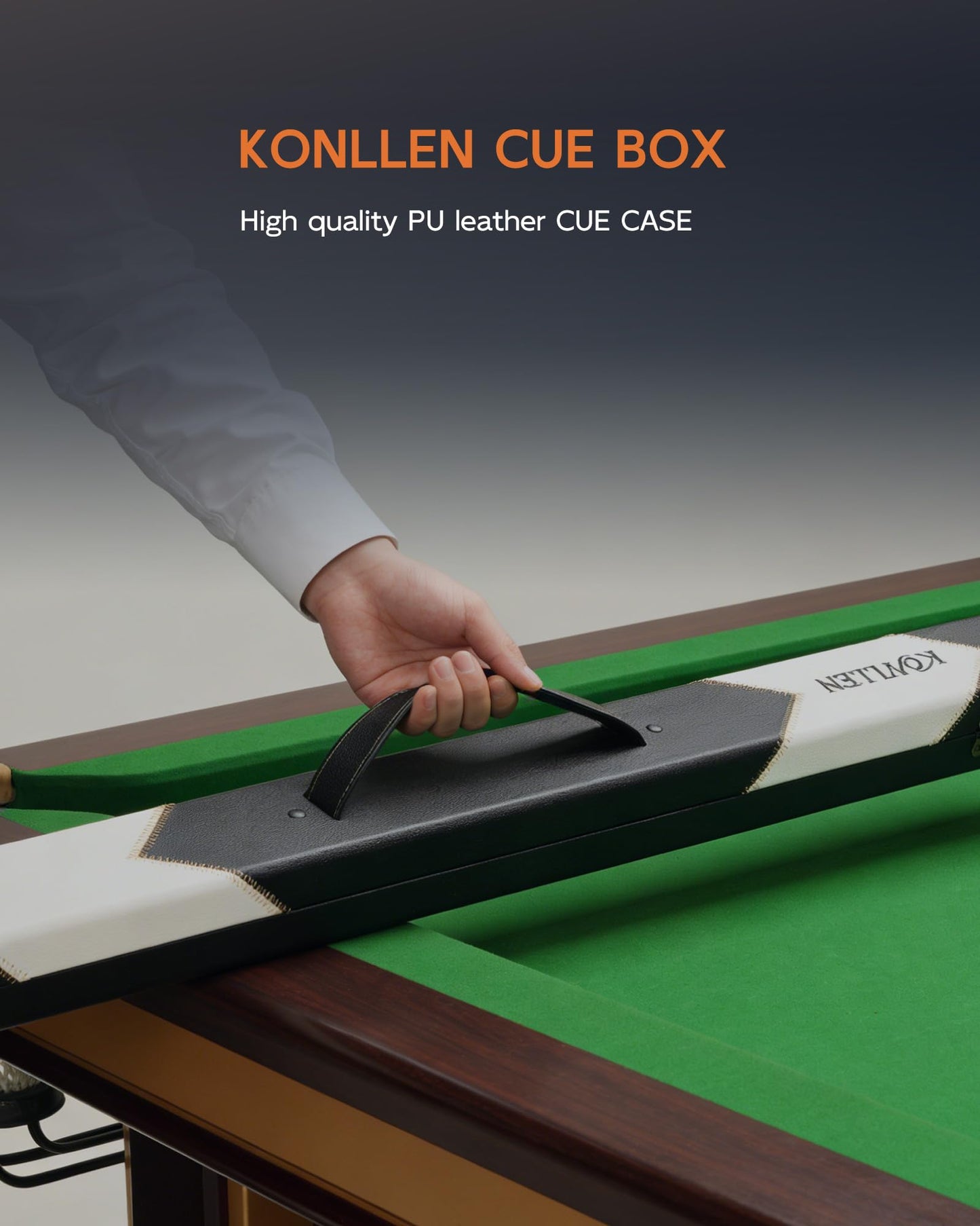 KONLLEN Carbon Fiber Pool Cue 2.0, 58-inch Low Deflection Billiard Stick for Adults with 12.5mm Tip and Pro Taper