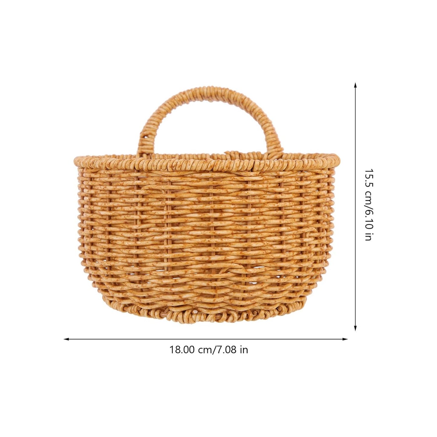 Zerodeko Straw Woven Trash Can - Small Khaki Wastebasket with Handle for Bedroom, Wall Hanging Basket