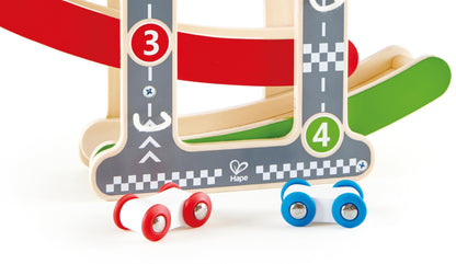 Hape Oddler Toys for 1 2 Year Old Boy & Girl Gifts Wooden Race Track Car Ramp Racer with 4 Mini Cars