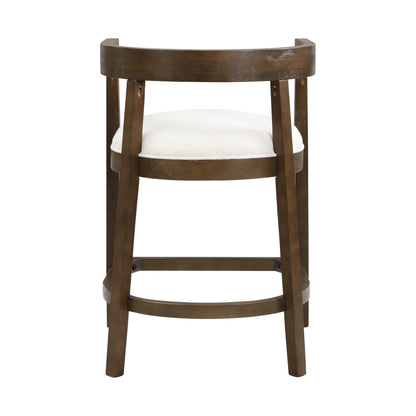 Christopher Knight Home Ebany 25.25" Barstools Set of 2, Rubberwood Counter Stool, Upholstered Seat Bar Chair, Curved Back Barstool, Open Design Stool for Kitchen Dining Island Table, Beige + Walnut