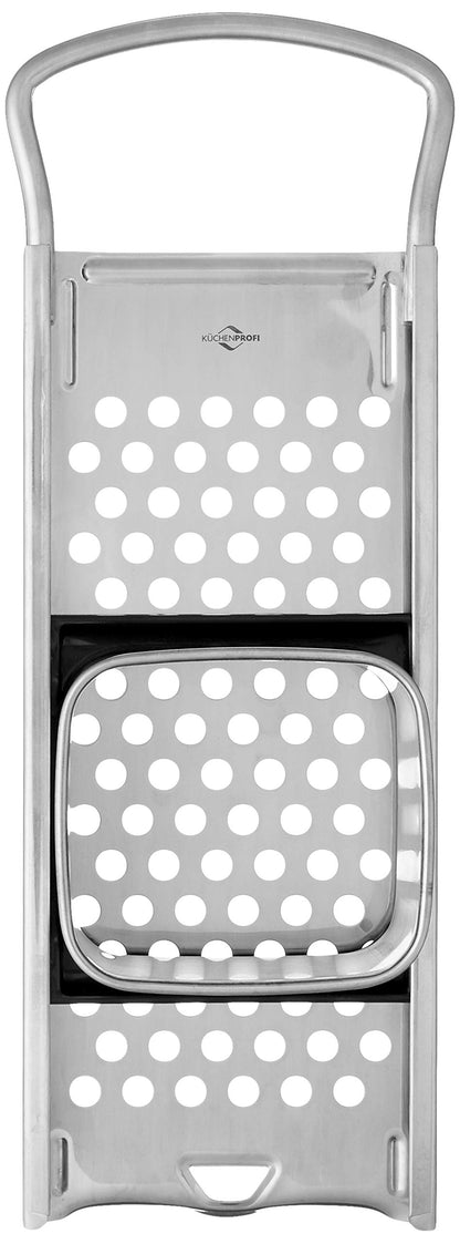 Küchenprofi Spaetzle Plane with Pusher, Professional Grade Stainless Steel Spaetzle Maker, Dumpling Maker, and Potato Ricer