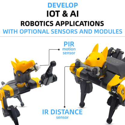 Petoi Programmable Robot Dog Bittle X V2 Lite Servo | Coding Smart Robot Dog Kit, Voice Controlled, Quadruped Interactive Robot for Kids (Bittle X V2 - lite servos - pre-Assembled - Yellow + Black)