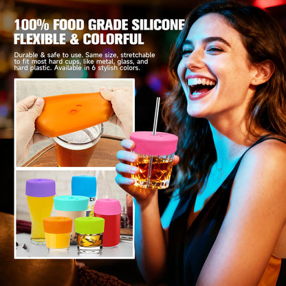 Drink Protection Cover | 100% Silicone and Reusable, Perfect for Parties, Bars or Clubs, Fits All Cup Sizes | Stop Worrying About Beverage Safety (6 Pack)