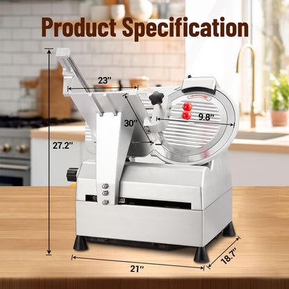 PeacefulHues Electric Food Slicer & Meat Slicer, 800W 12 Inch with Adjustable Thickness 0-18mm, Stainless Steel Blade for Home and Commercial Use