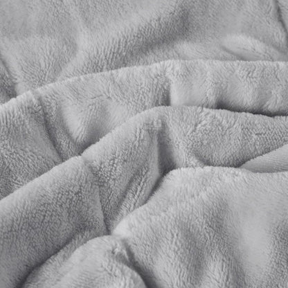 Madison Park Twin Cozy Blanket HeiQ Smart Temperature Plush to Microfiber Reverse Box Quilting, Reversible, Soft All Season, Lightweight Summer Cover, for Bed, Couch and Sofa, Twin/Twin XL, Grey