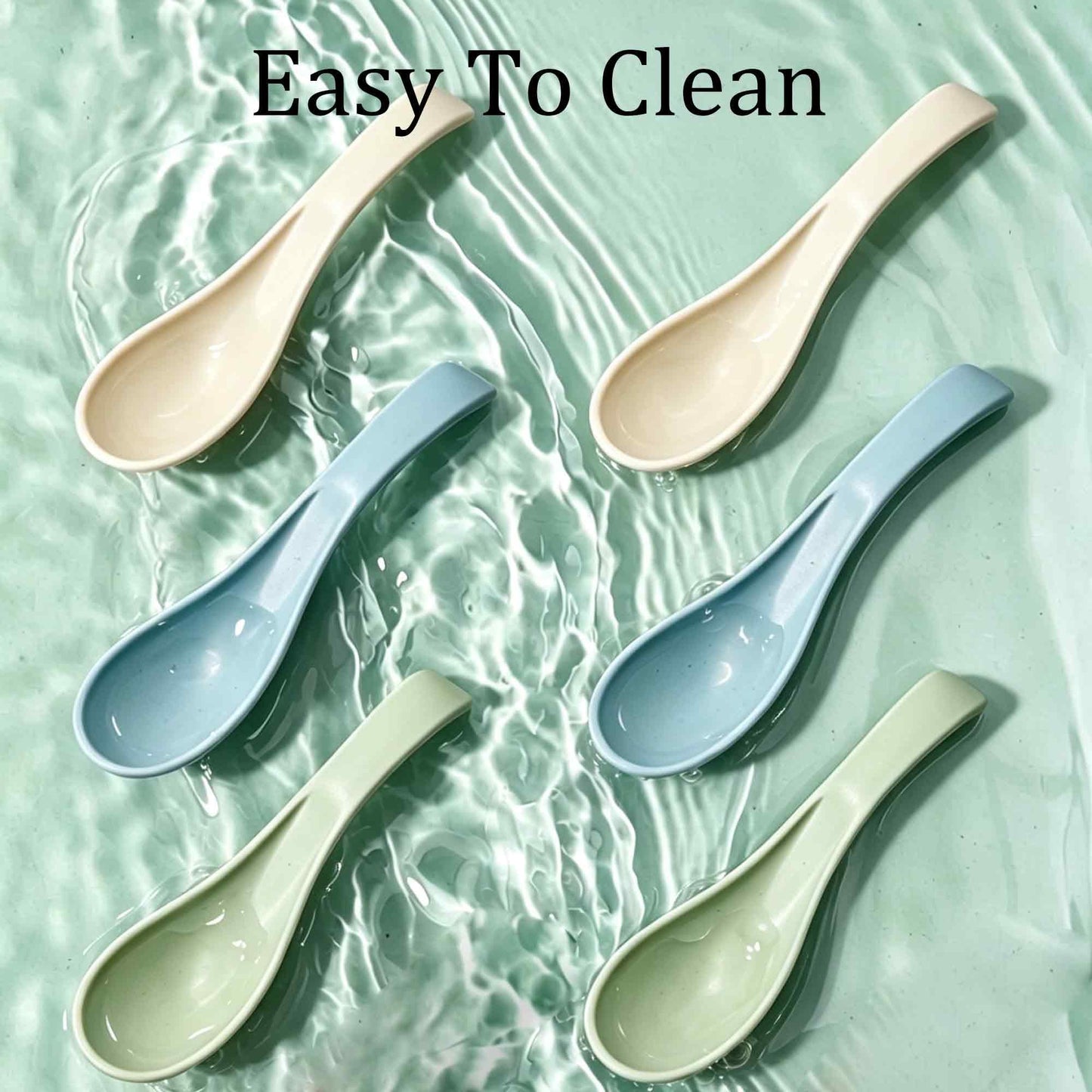 bociloy 8PCS 5.9 Inch Wheat Straw Soup Spoons, Colorful Unbreakable Plastic Meal Dinner Soup Spoons, Portable Lightweight Cereal Spoon for Family Kitchen, Microwave Dishwasher Safe