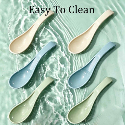 bociloy 8PCS 5.9 Inch Wheat Straw Soup Spoons, Colorful Unbreakable Plastic Meal Dinner Soup Spoons, Portable Lightweight Cereal Spoon for Family Kitchen, Microwave Dishwasher Safe