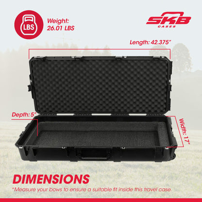 SKB Cases iSeries One Size Compact Ultimate Hard Exterior Waterproof Single Double Bow Utility Carrying Case for Hunting, Black