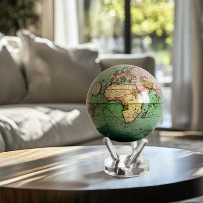 MOVA Globe - Antique Cassini Green Classic (4.5") | Solar Powered Rotating Desktop Globe | Classic Decorative Gift | No Wires or Batteries | Silent Motion Decor