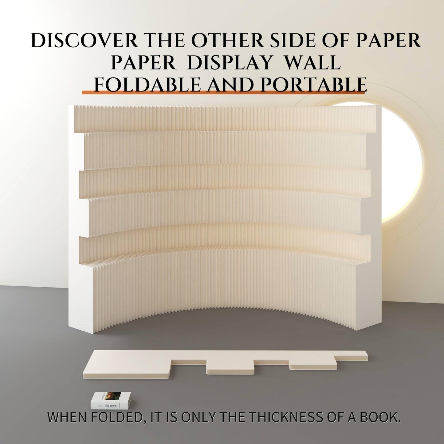 Folding Room Divider – Portable Paper Privacy Screen & Freestanding Wall Partition for Room Separation, Ideal for Home Office, Studio, Exhibition & Indoor Spaces