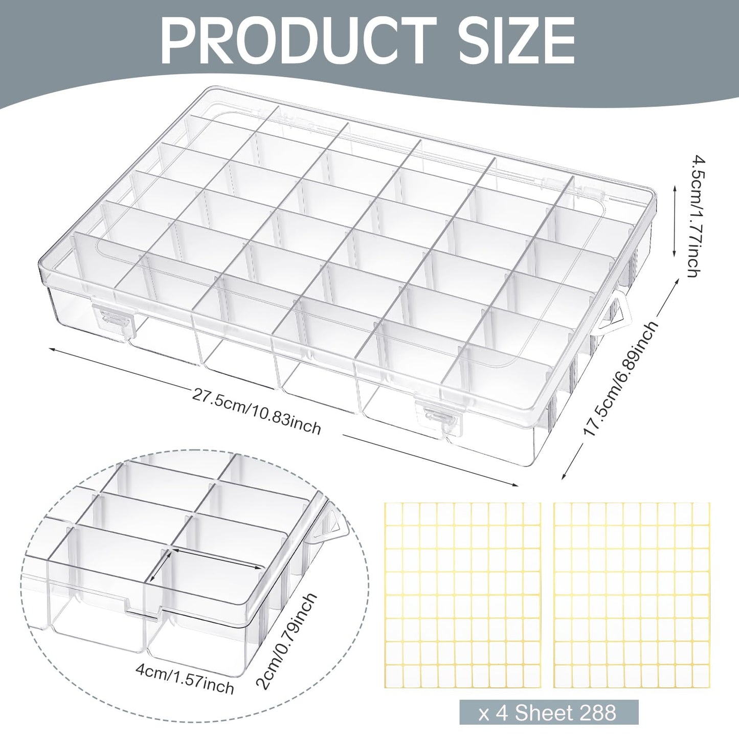 Leelosp 8 Pack 36 Grids Clear Plastic Organizer Storage Box with Adjustable Dividers Small Crafts Organizers Bead Storage Compartment Container for Jewelry Fishing Tackle Nail Parts