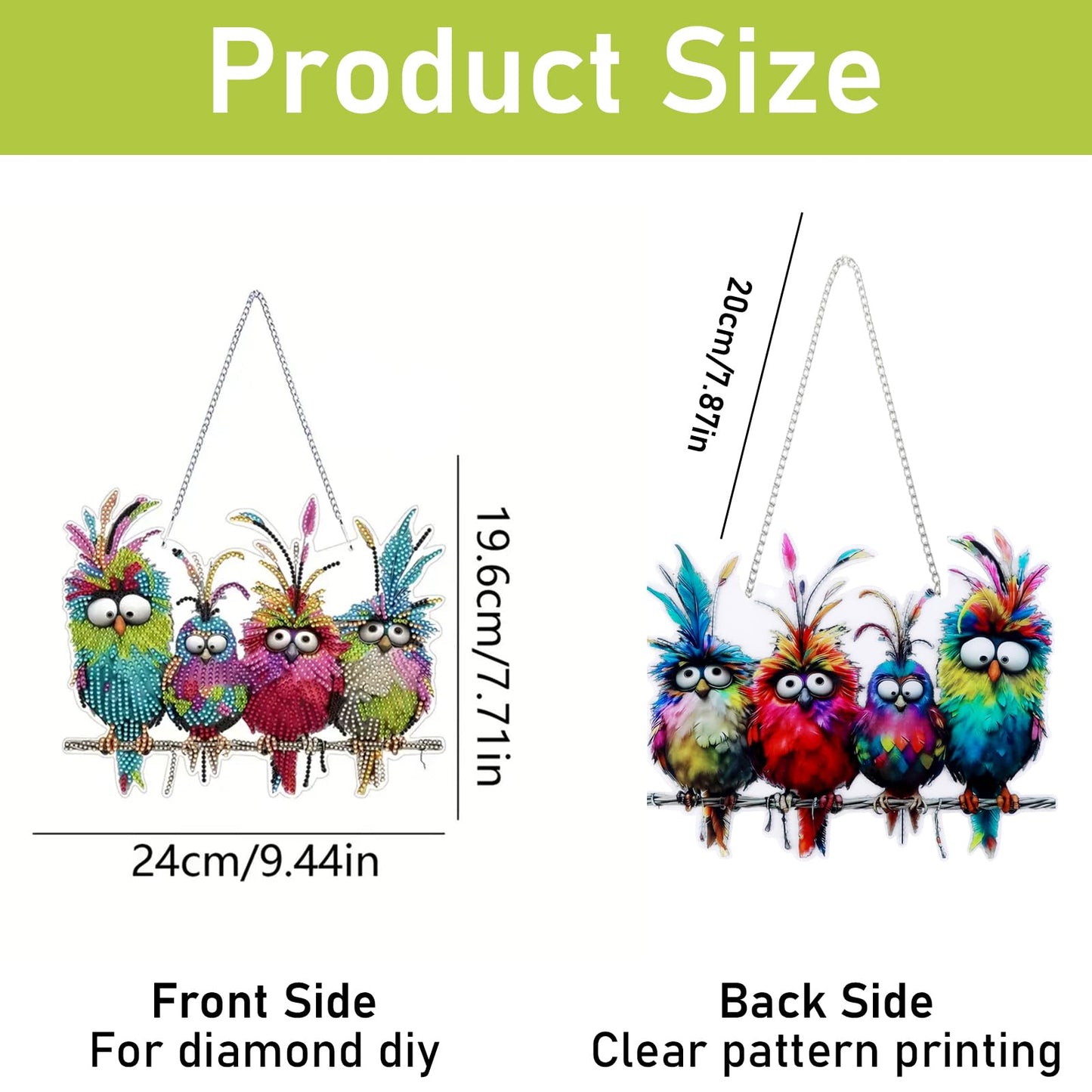 NQRSBUI DIY Hanging Diamond Art Kits for Adults, Bird Double Sided Diamond Art Painting Suncatchers Pendants, Crystal Gem Craft Painting Kit for Home Garden Wall Decor Gift (Bird)