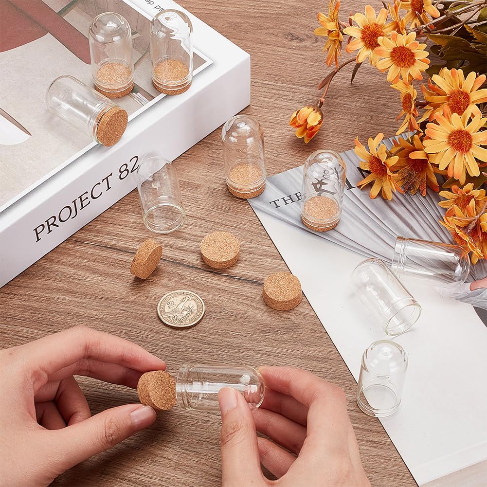 BENECREAT 32Pack 15ml Glass Jars Decorative Bottles with Cork Stoppers Display Dome Glass Display Cloche for Wedding Party Favors, Arts, Mother's Day Decorations