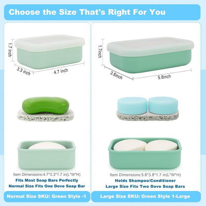 Leak Proof Travel Soap Case, Silicone Soap Container with Drainage Layer, Shatterproof Holder for Travel, Camping, Gym