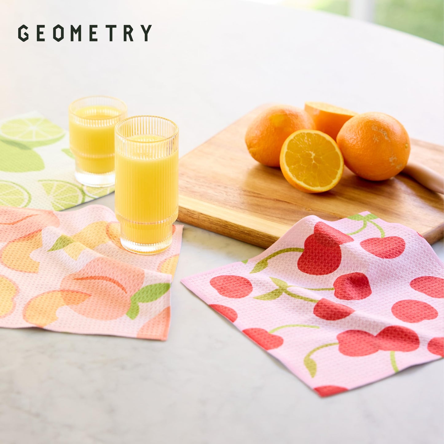 GEOMETRY Kitchen Dish Cloths - Spring & Summer Collection - Premium Dishcloths with Geoweave - Absorbent & Fast Drying Kitchen Towels - Soft Floral, 10" x 10" - 3-Pack
