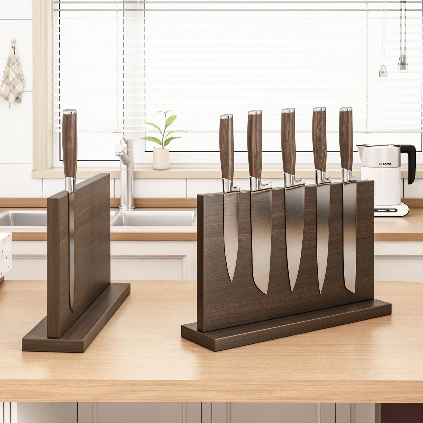 THMINS Extra Large Magnetic Knife Holder, 16 x 9 Inches Double-Sided Magnetic Knife Block Universal Multi-function Display Rack for Kitchen Counter (Dark Gray)