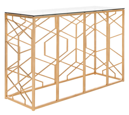 SAFAVIEH Couture Collection Sean Art Deco Geometric Gold Leaf Console Table (Fully Assembled)
