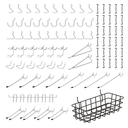 HUHOLE 88 Piece Pegboard Hooks Assortment Kit with Pegboard Bins Garage Tool Organizer Set Fits 1/8 and 1/4 Inch Peg Board Accessories for Workbench Craft Room and Kitchen Storage