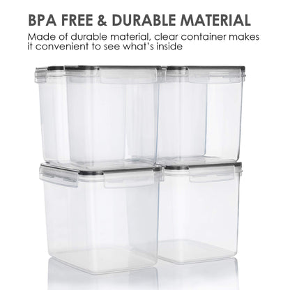 Vtopmart Airtight Food Storage Containers 6 Pieces - Plastic BPA Free Kitchen Pantry Storage Containers for Sugar,Flour and Baking Supplies - Dishwasher Safe - Include 24 Labels, Black
